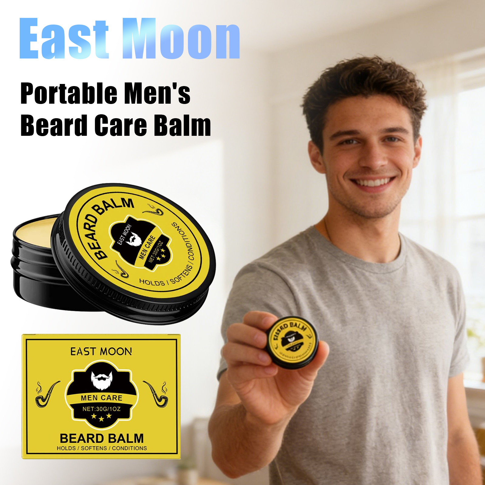 Men'S Grooming Wax - East Moon Men Beard Care Balm