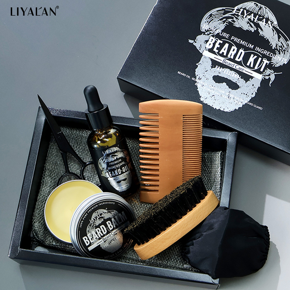 Men'S Grooming Wax - 7pcs/sets Men Beard Kit Beard Promote