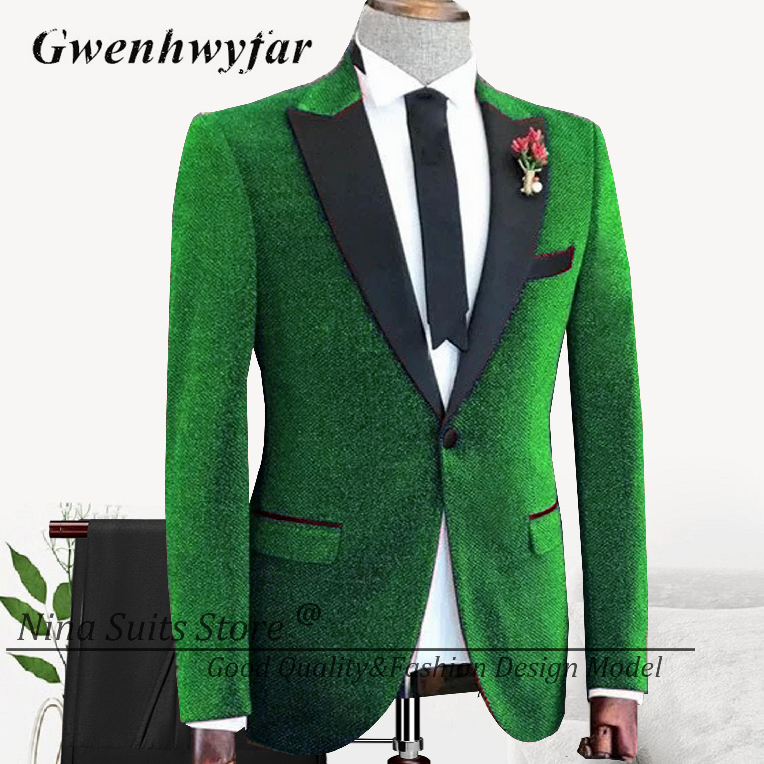 Men'S Grooming Store - Nina Store Dark Green Glitter Blazer