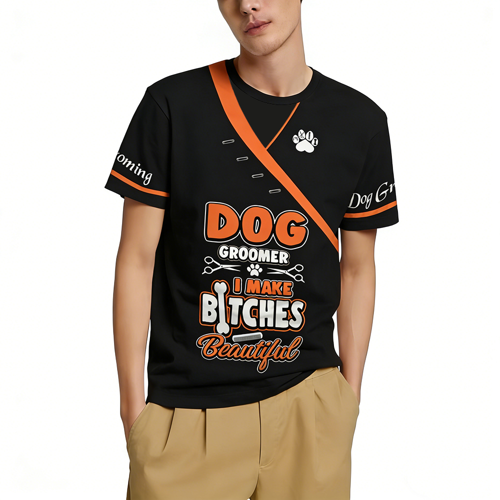 Dog Groomer 3d Print T-shirt F - Men Grooming Quotes Short ulasan dan harga