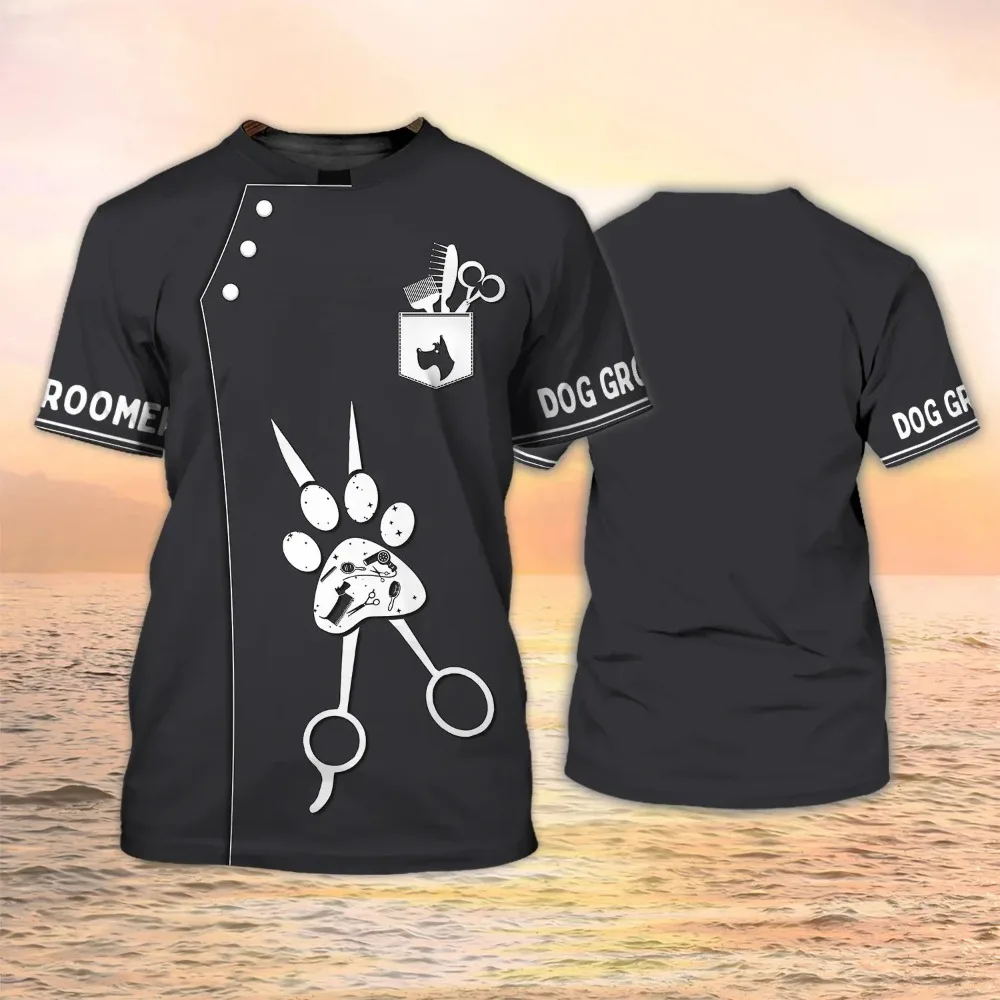 Dog Groomer 3d Print T-shirt F - Men Grooming Quotes Short ulasan dan harga