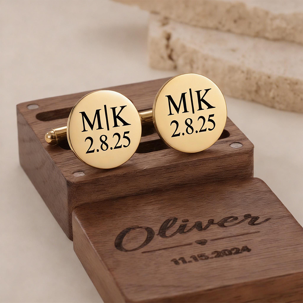 Custom Date Cufflinks Stainles - Men'S Grooming Wedding Day ulasan dan harga