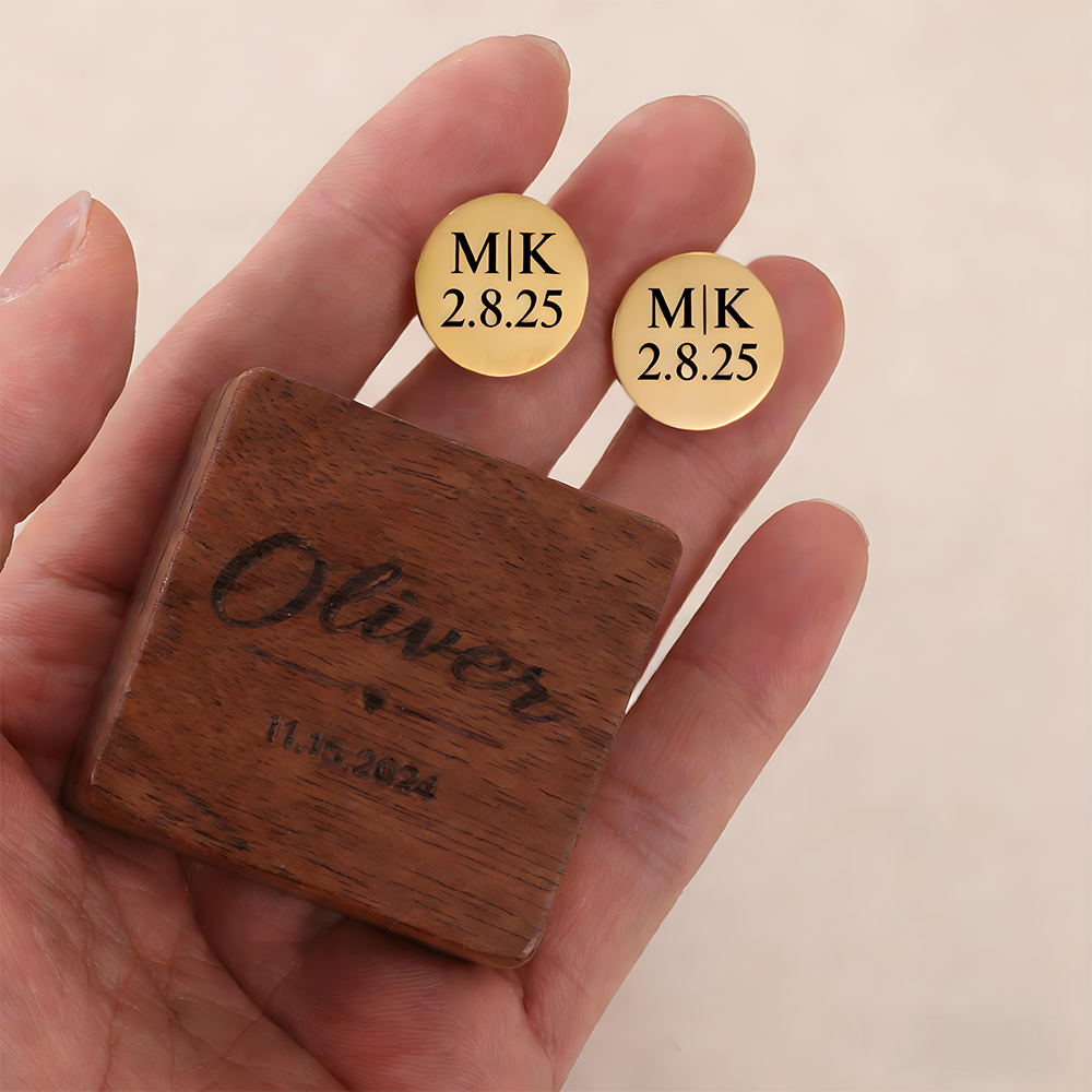 Custom Date Cufflinks Stainles - Men'S Grooming Wedding Day ulasan dan harga