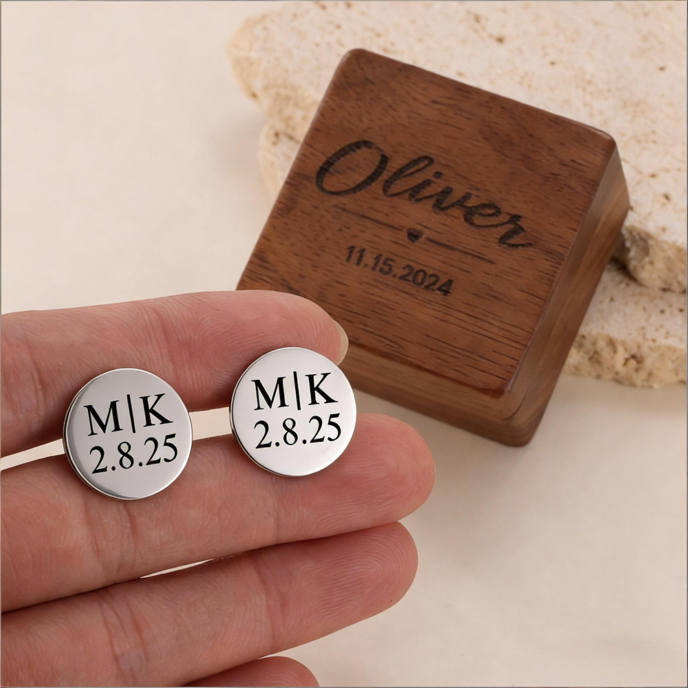 Custom Date Cufflinks Stainles - Men'S Grooming Wedding Day ulasan dan harga