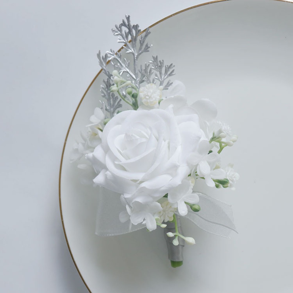 White Artificial Flowers Silk  - Men'S Grooming Wedding Day ulasan dan harga