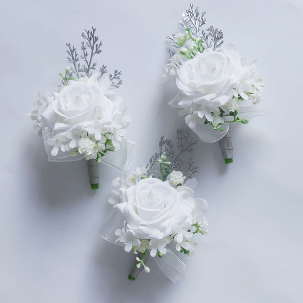 White Artificial Flowers Silk  - Men'S Grooming Wedding Day ulasan dan harga