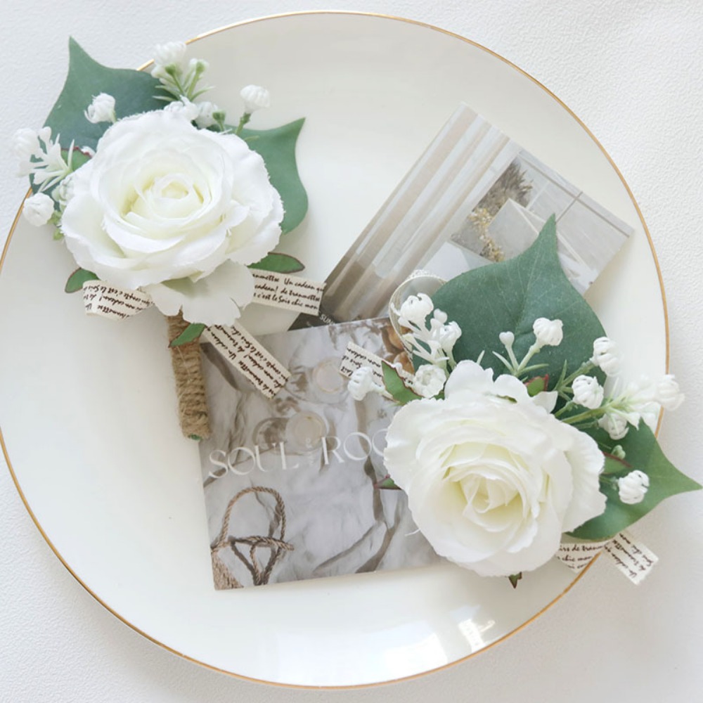 Ivory Rose Boutonnieres for Me - Men'S Grooming Wedding Day ulasan dan harga